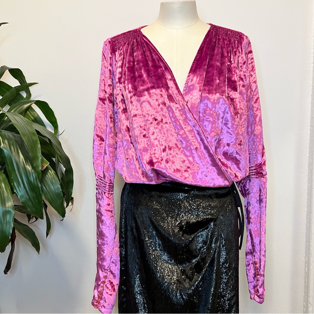 The Attico Crushed Pink Velvet Long Sleeve Dress size 38 - Picture 7 of 16